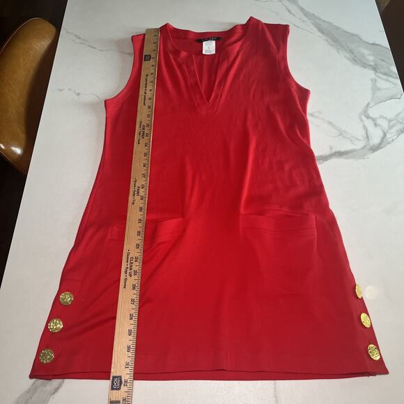 Lauren Ralph Lauren Cover Up Cotton Dress Pockets Red Pullover S Beach Swim EUC - Picture 8 of 11